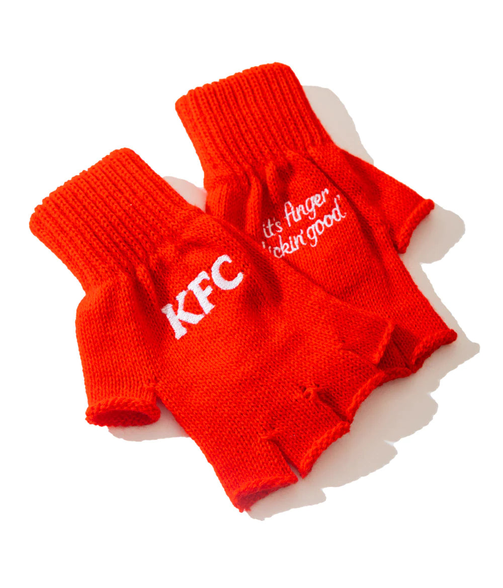 KFC red fingerless gloves
