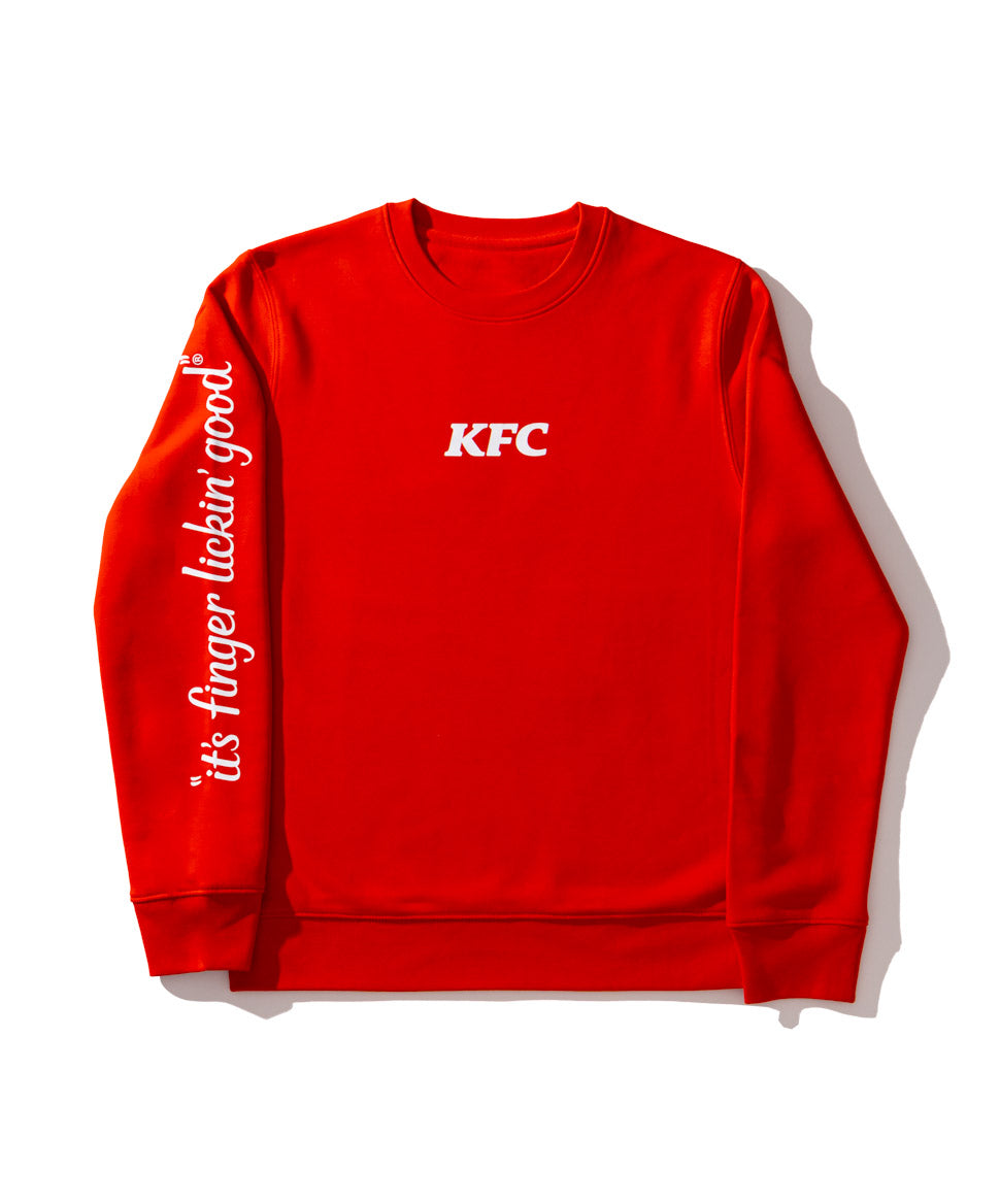 Red junmper with white KFC logo on the front