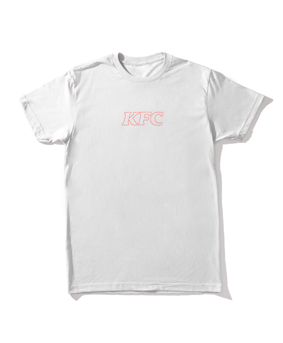 white tee with red outlined KFC logo