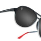 KFC black sunglasses with red ear hooks side on view