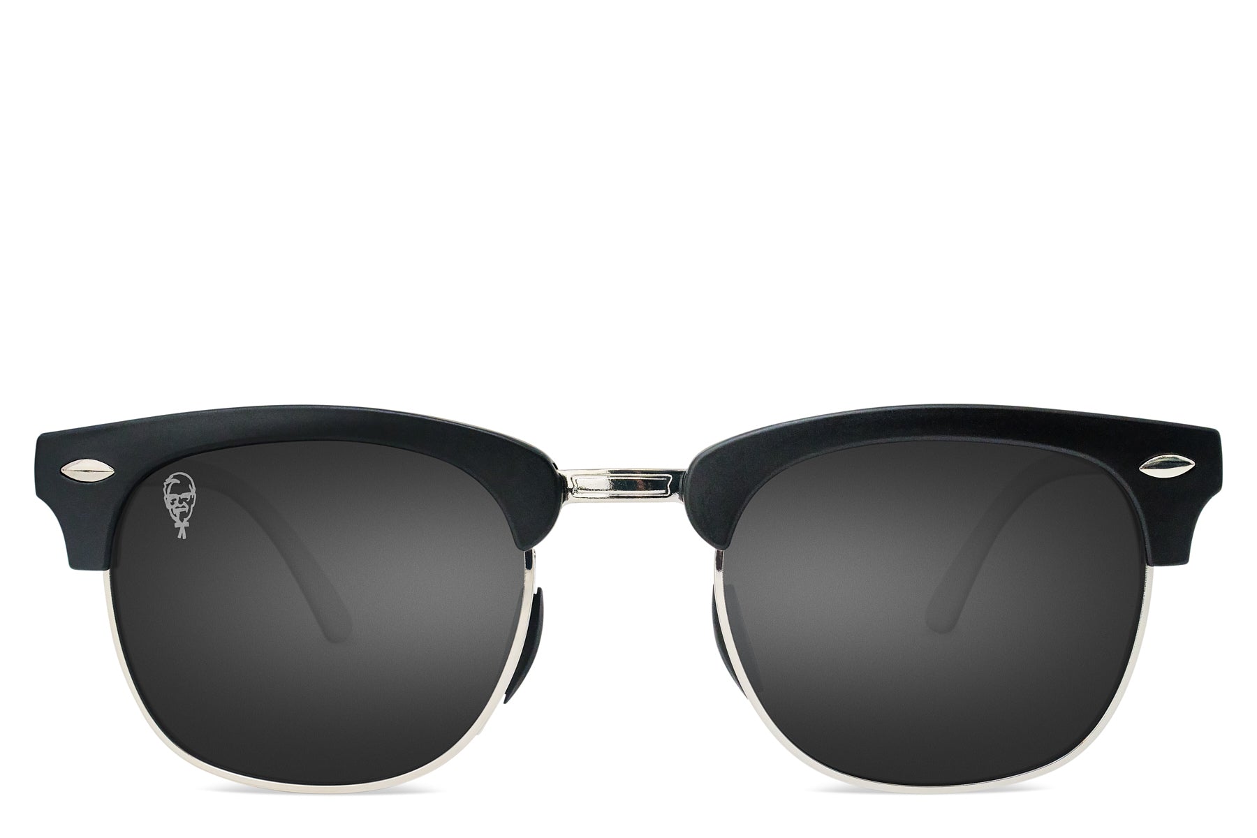 front view of KFC x Shady Rays black rimmed sunglasses 