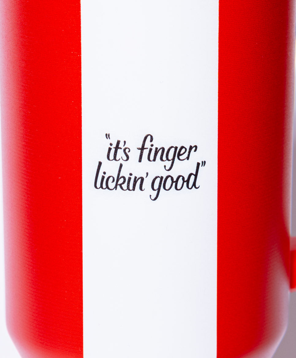 red and white striped KFC tumbler