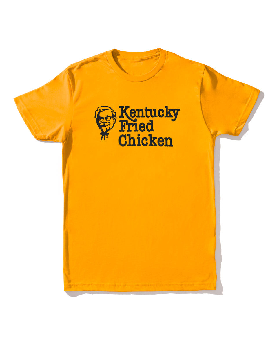 Gold KFC t shirt with black KFC logo