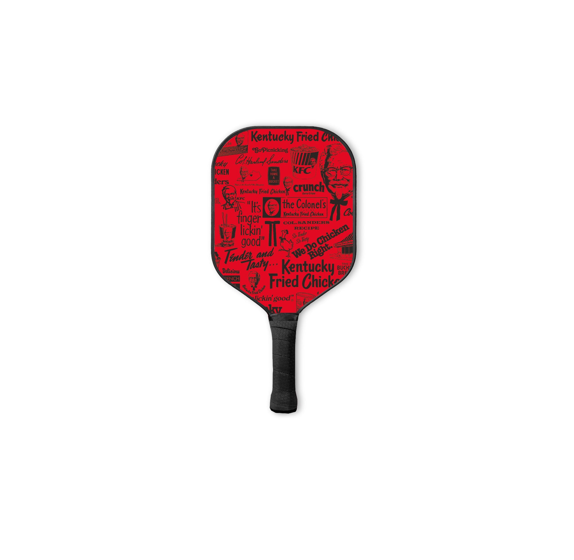 KFC Pickle ball red paddle with KFC branding and pattern